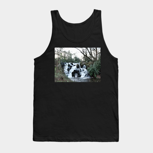 Virginia Water Waterfall Cascade looks frozen in Surrey, England Tank Top by fantastic-designs